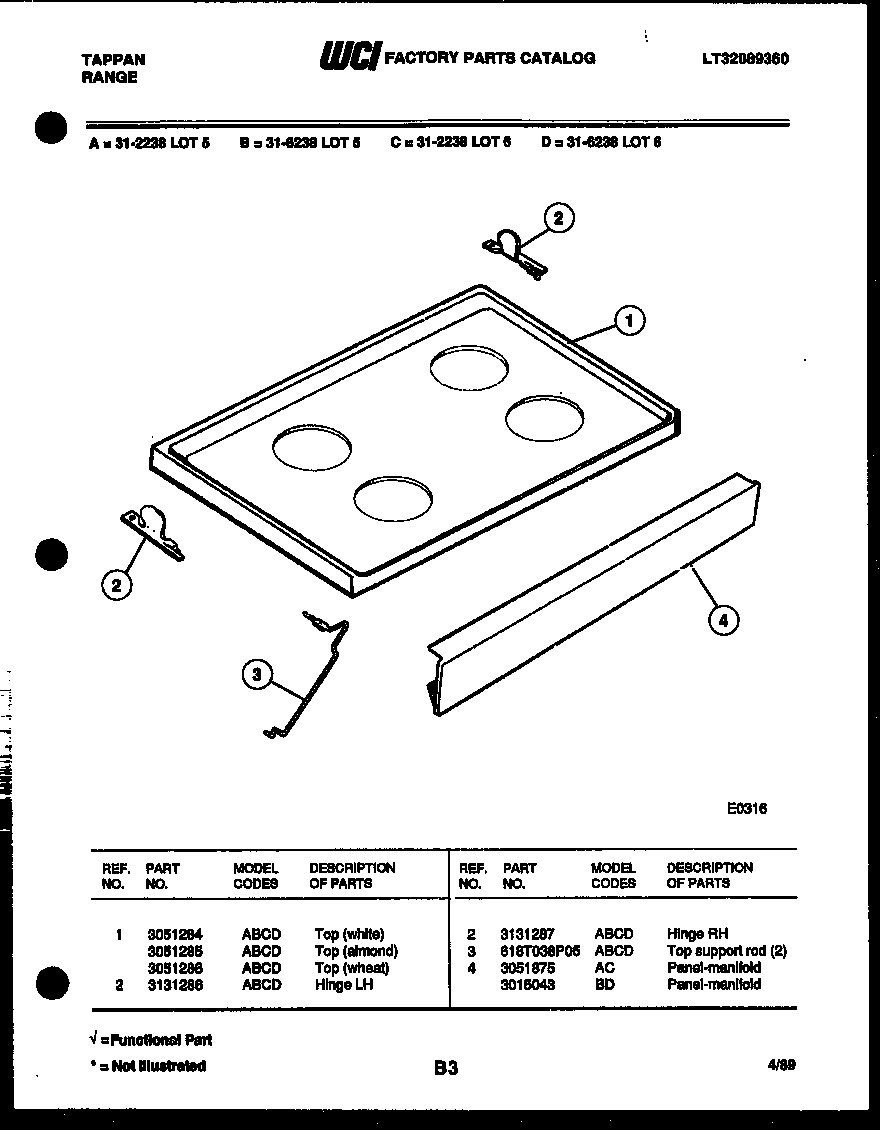 Tappan 31-2238-23-06 cooktop parts diagram