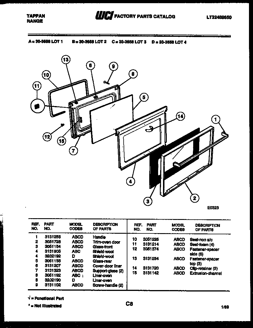 Tappan 30-3658-00-01 door parts diagram