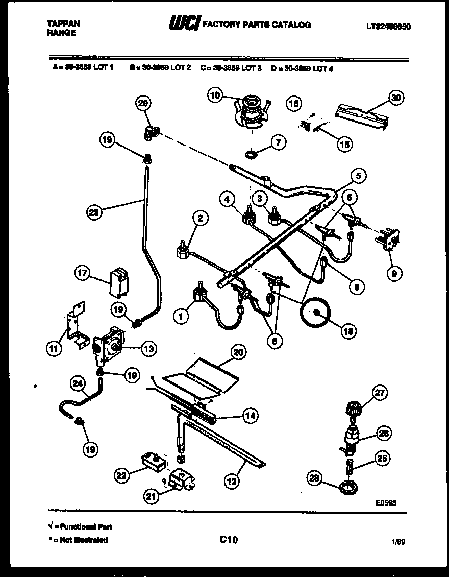 Tappan 30-3658-00-01 burner parts diagram