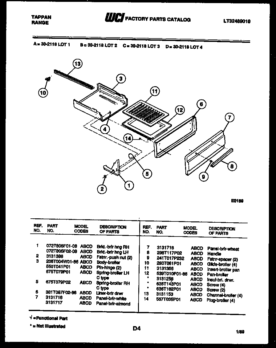 Tappan 30-2118-23-02 broiler drawer parts diagram