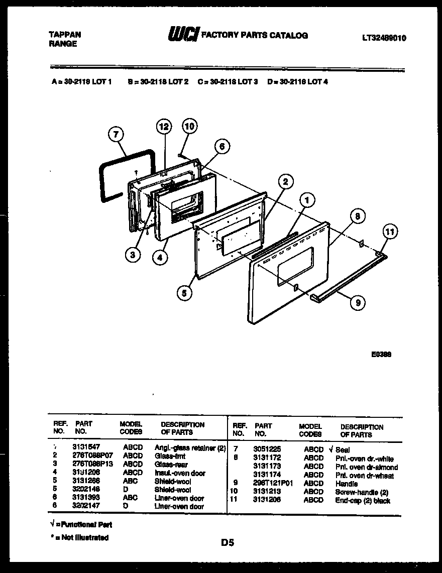 Tappan 30-2118-23-02 door parts diagram