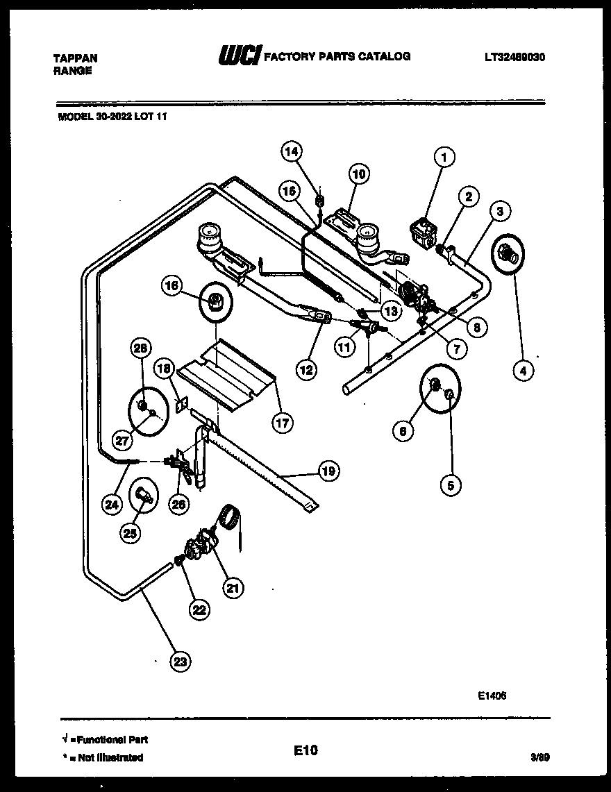 Tappan 30-2022-00-11 burner parts diagram