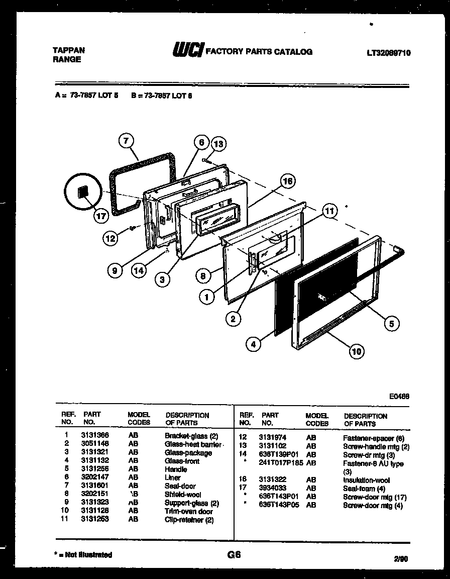 Tappan 73-7857-00-05 lower door parts diagram