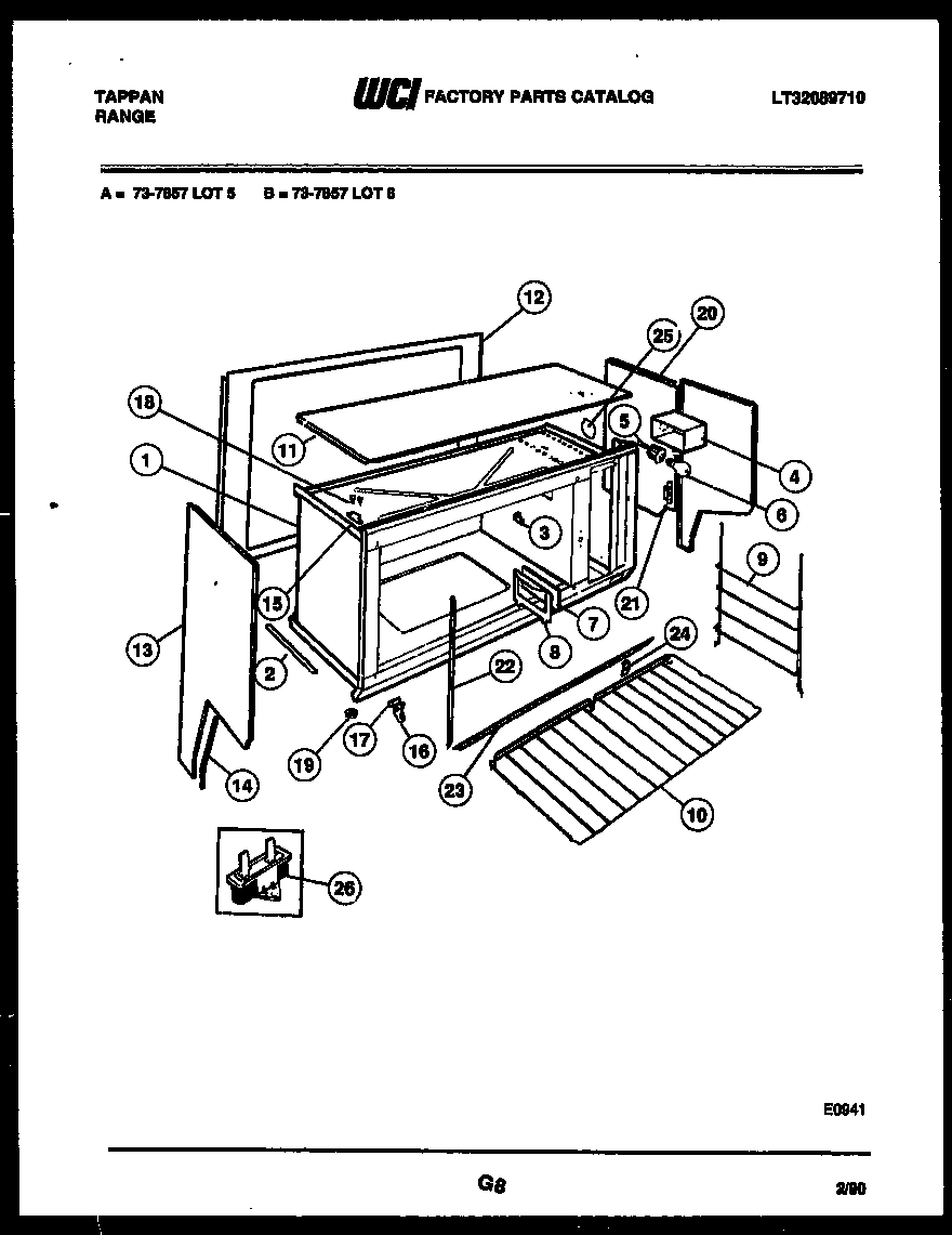 Tappan 73-7857-00-05 upper body parts diagram