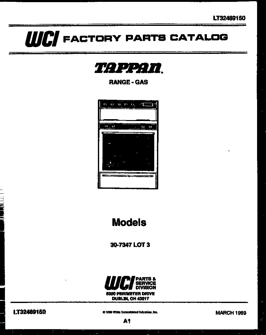 Tappan 30-7347-66-03 cover page diagram