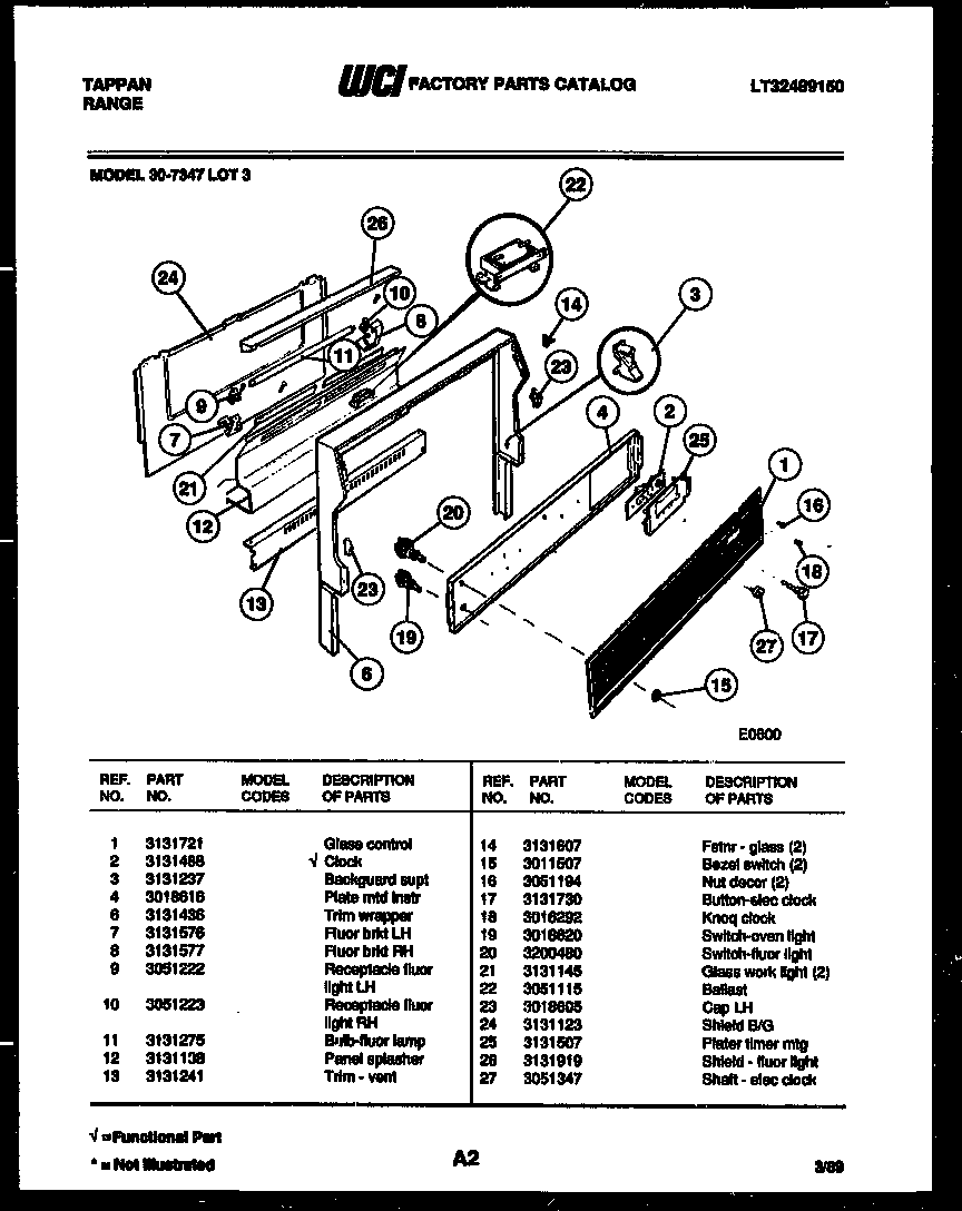 Tappan 30-7347-66-03 backguard diagram