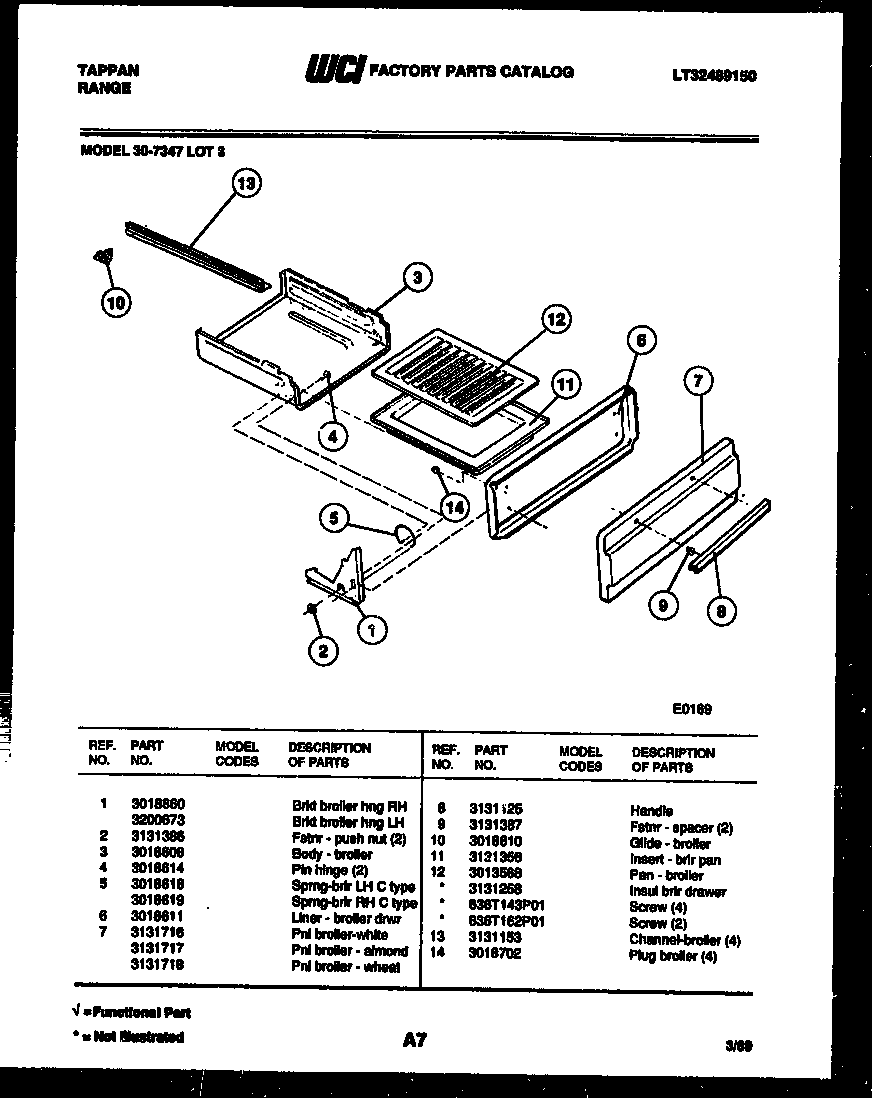 Tappan 30-7347-66-03 broiler drawer parts diagram