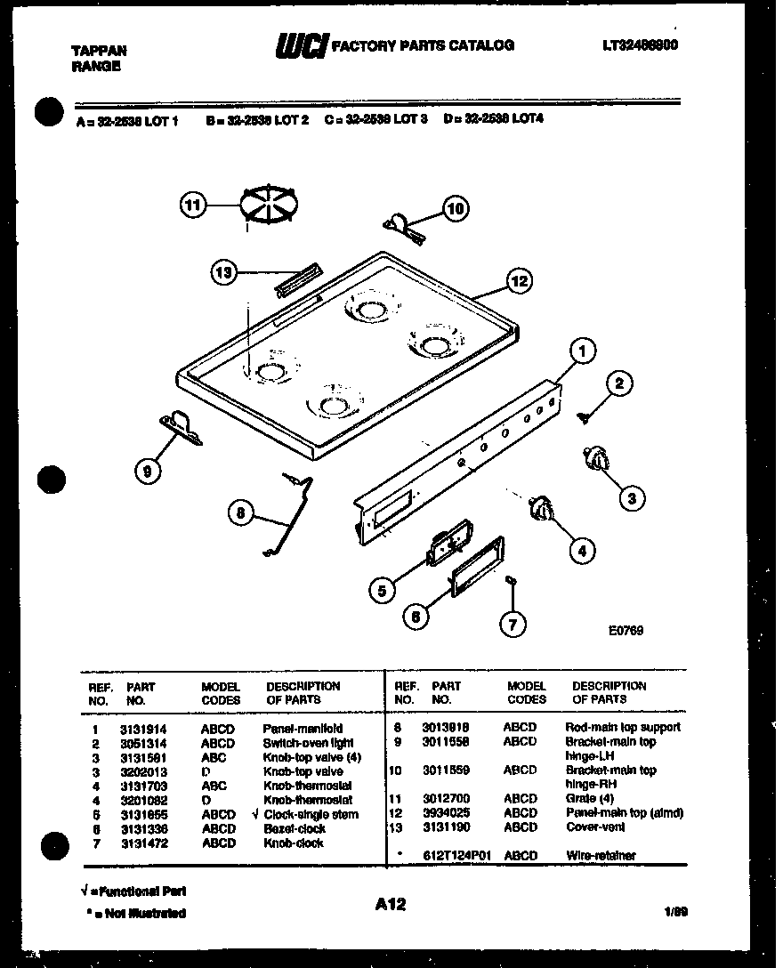Tappan 32-2538-23-03 cooktop parts diagram