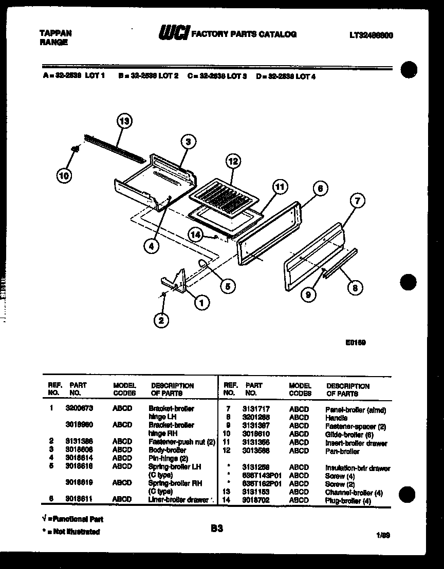 Tappan 32-2538-23-03 broiler drawer parts diagram