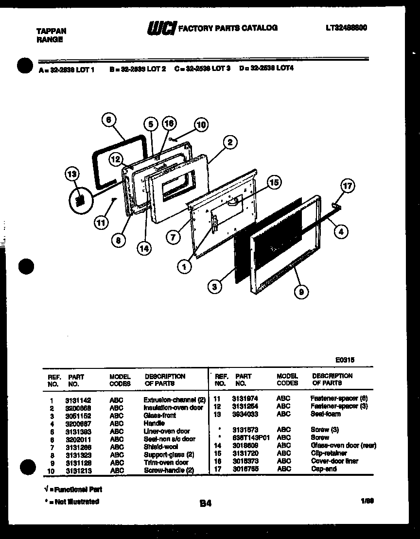 Tappan 32-2538-23-03 door parts diagram