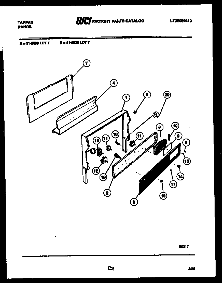Tappan 31-6538-00-07 backguard diagram
