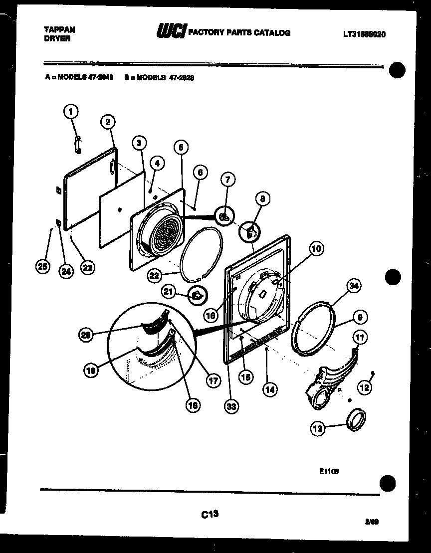 Tappan 47-2848-23-01 door parts diagram
