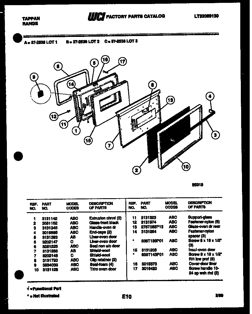 Tappan 37-2538-23-03 door parts diagram