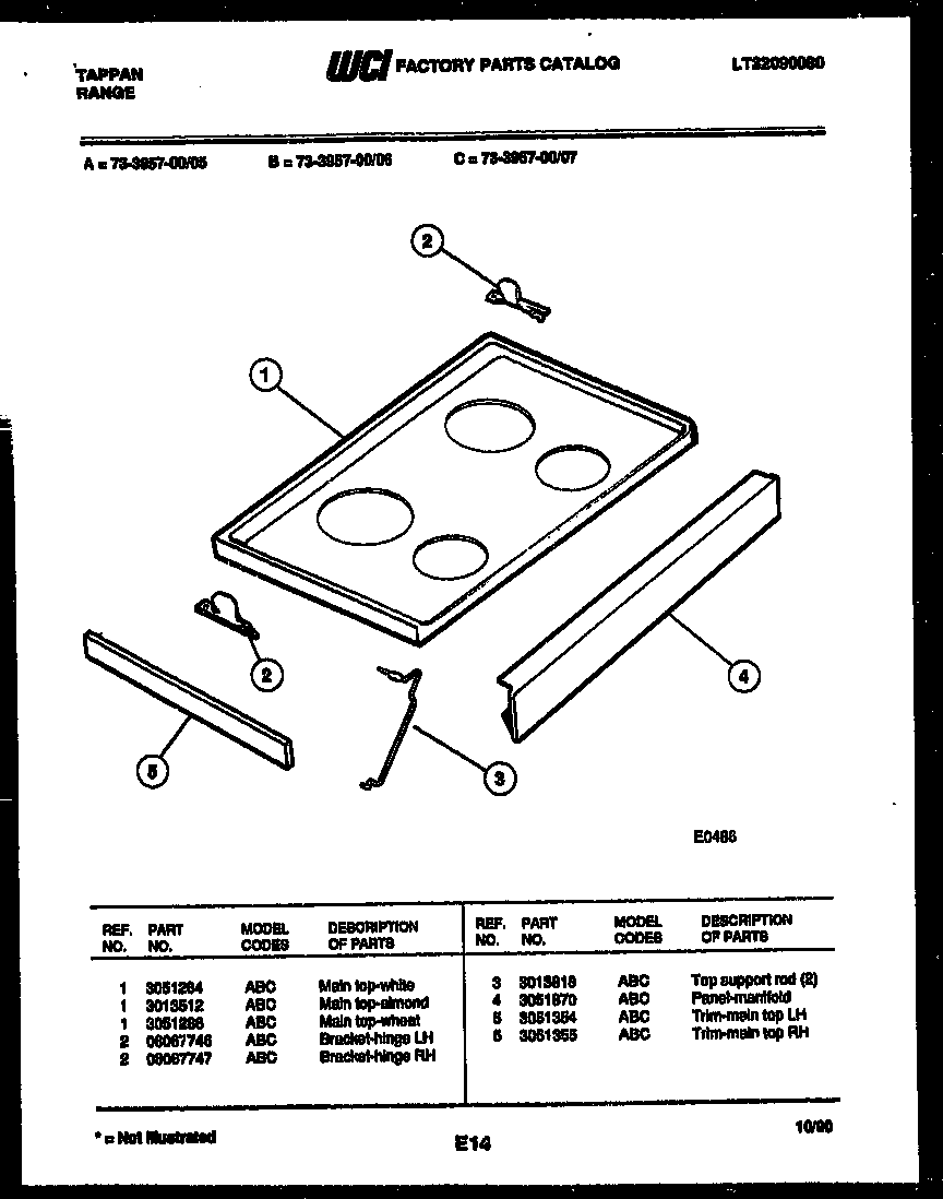 Tappan 73-3957-00-07 cooktop parts diagram