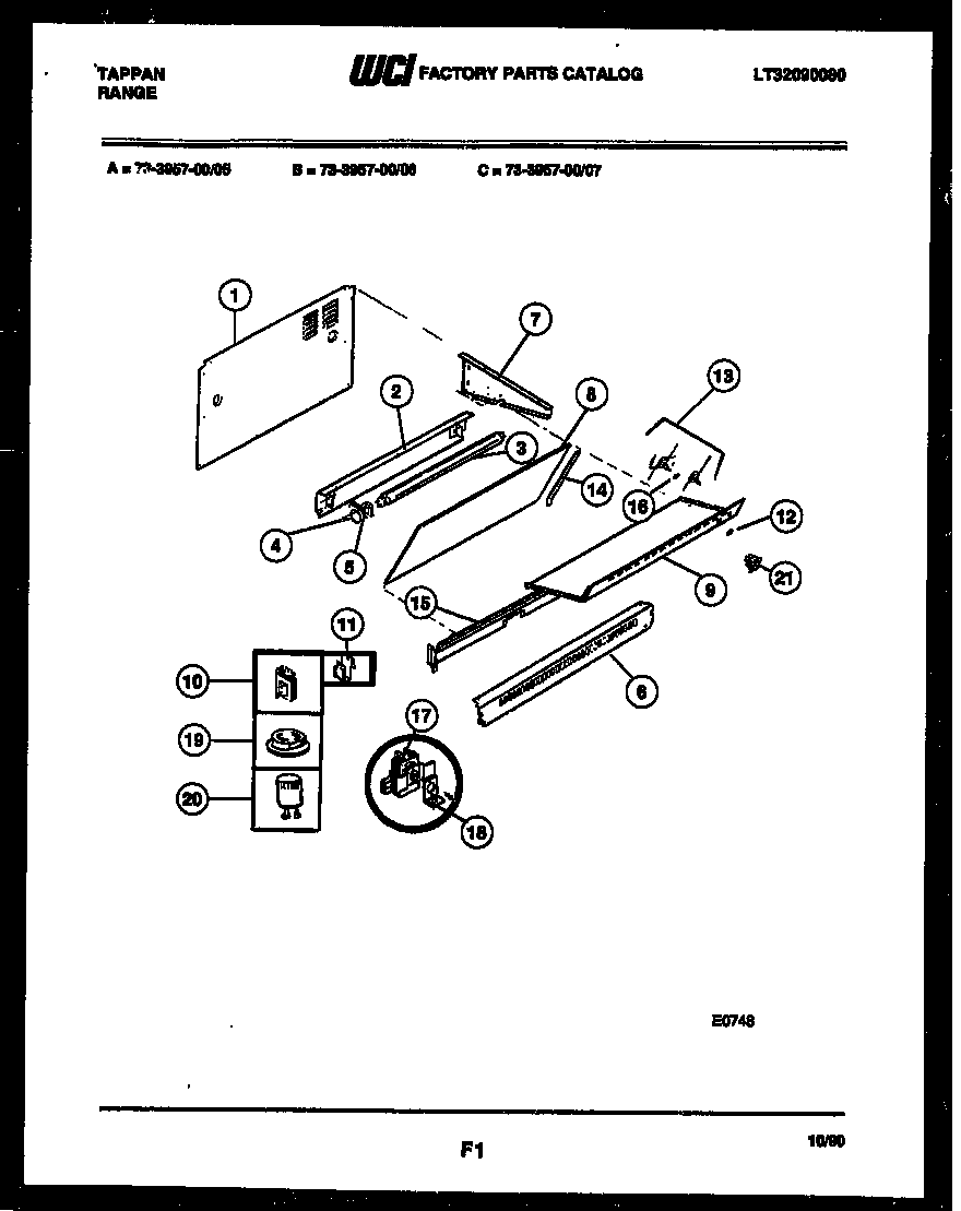 Tappan 73-3957-00-07 splasher control diagram
