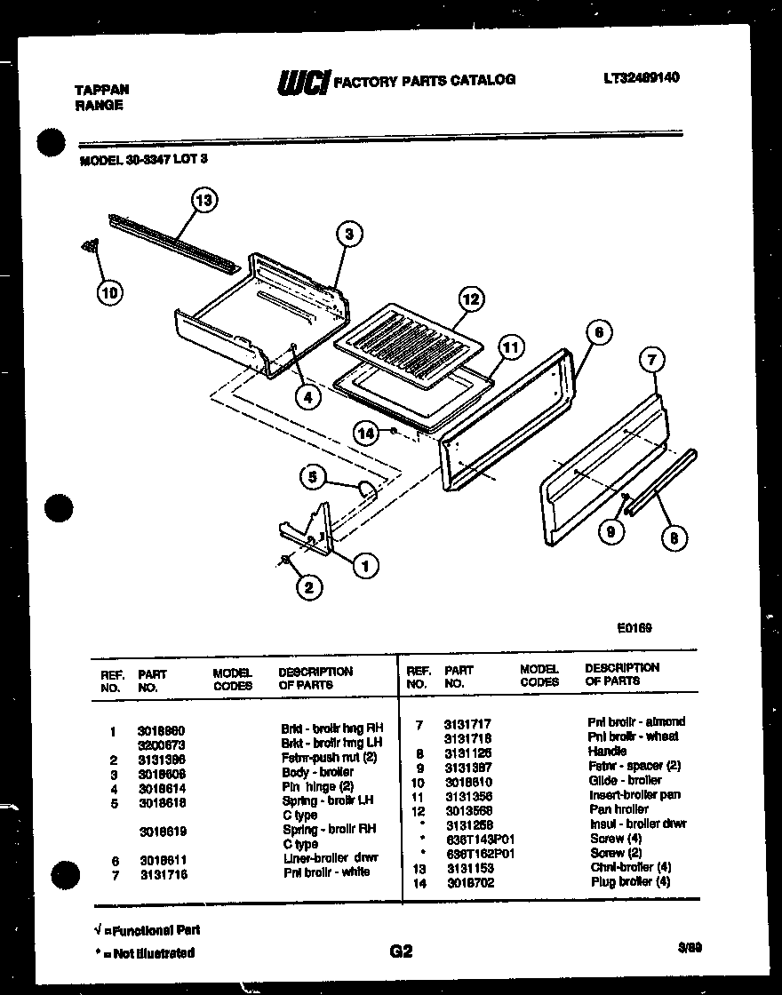 Tappan 30-3347-23-03 broiler drawer parts diagram