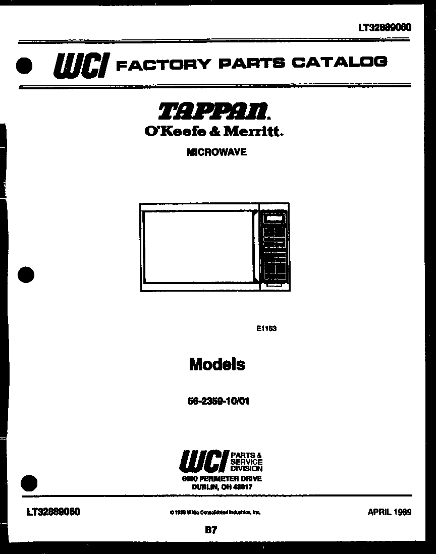 Tappan 56-2359-10-01 front cover diagram