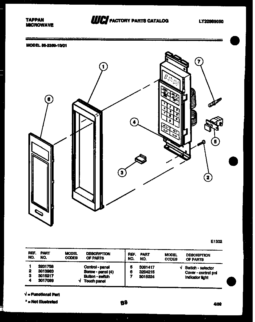 Tappan 56-2359-10-01 control panel diagram