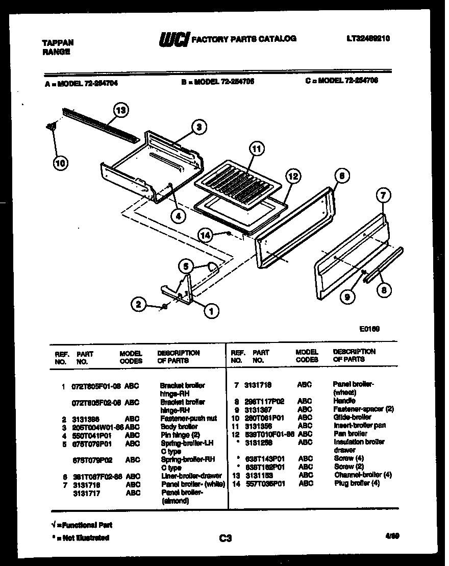 Tappan 72-2547-00-06 broiler drawer parts diagram