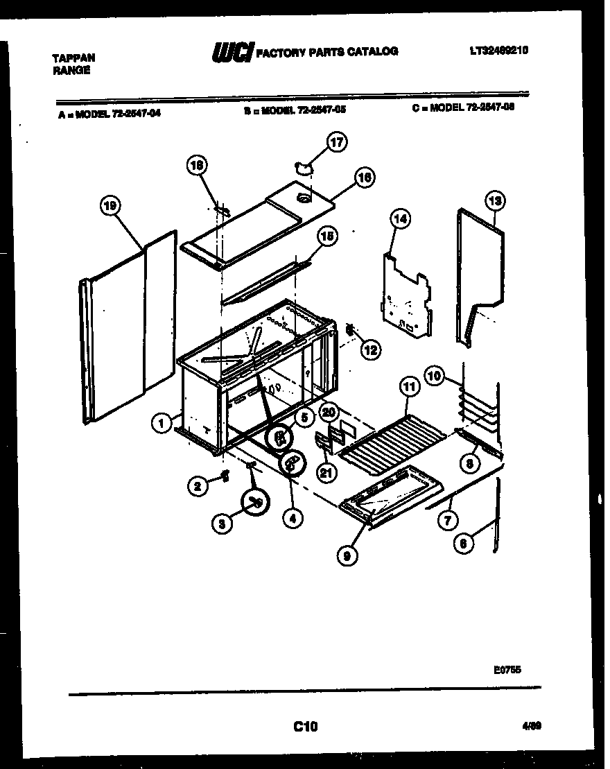 Tappan 72-2547-00-06 upper body parts diagram