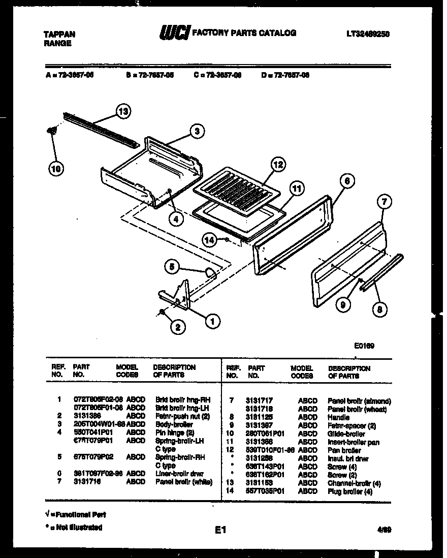 Tappan 72-7657-66-05 broiler drawer parts diagram
