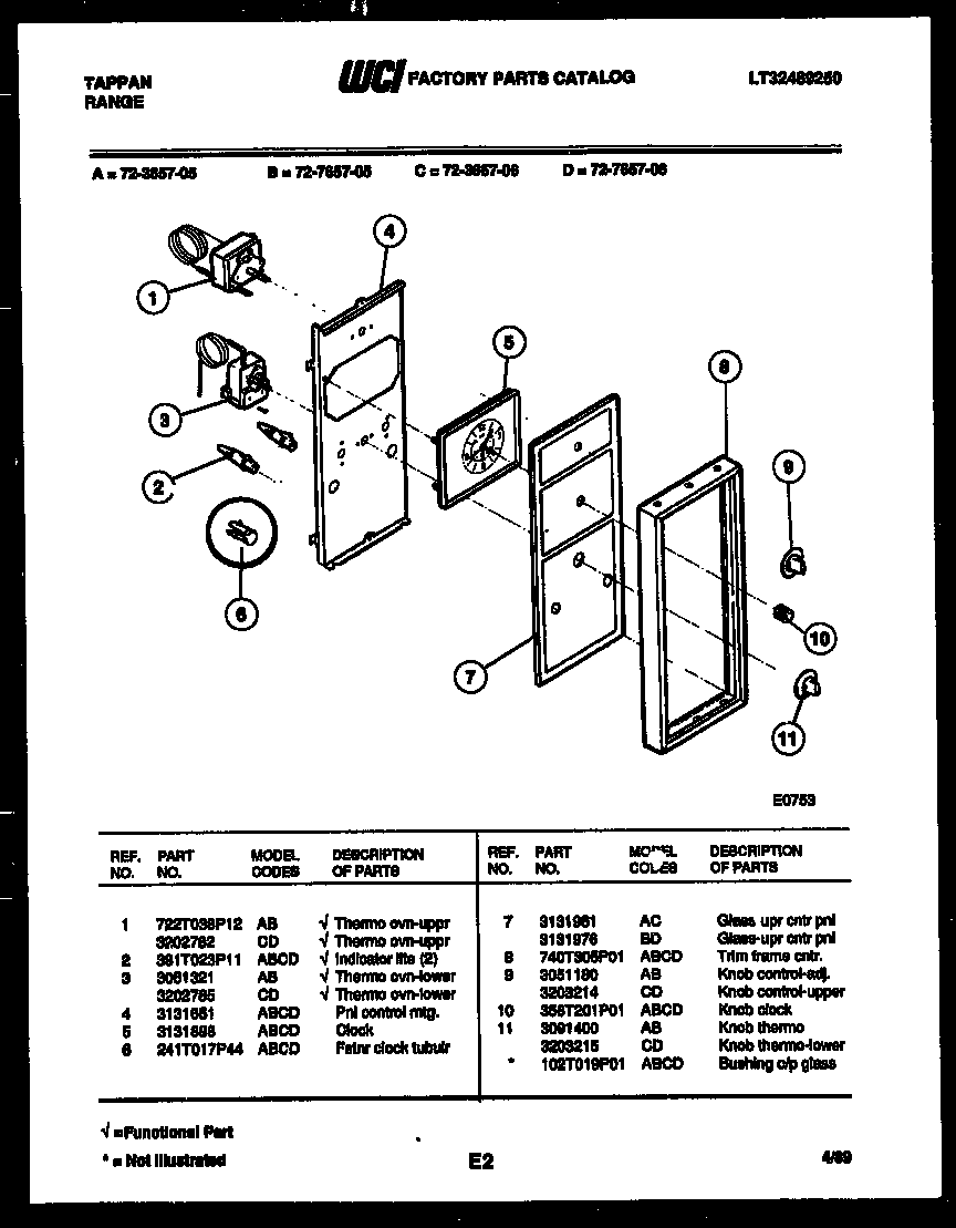 Tappan 72-7657-66-05 control panel diagram