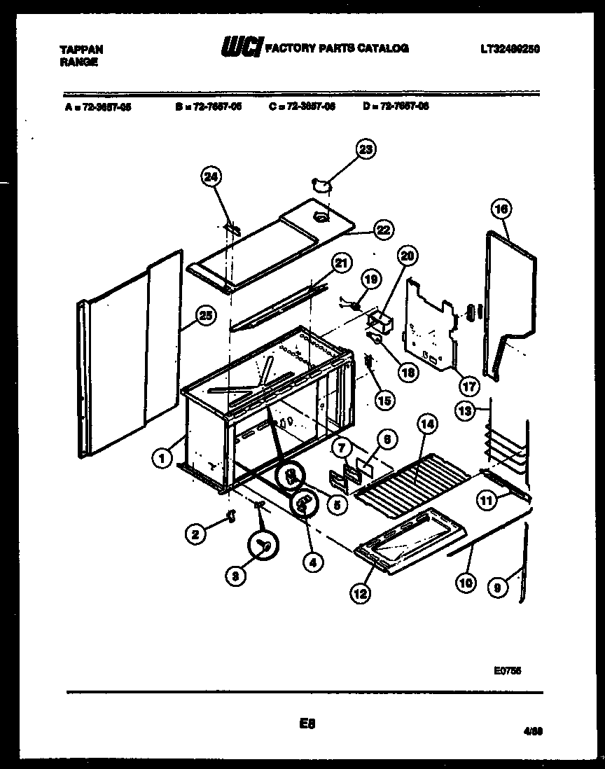 Tappan 72-7657-66-05 upper body parts diagram