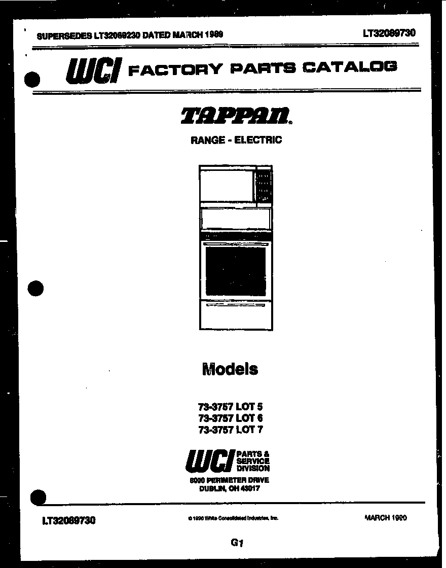 Tappan 73-3757-00-06 cover page diagram