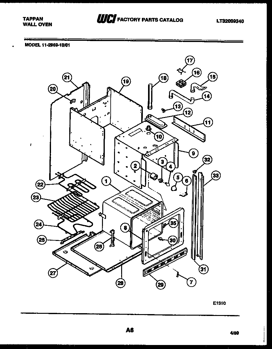 Tappan 11-2969-00-01 body parts diagram