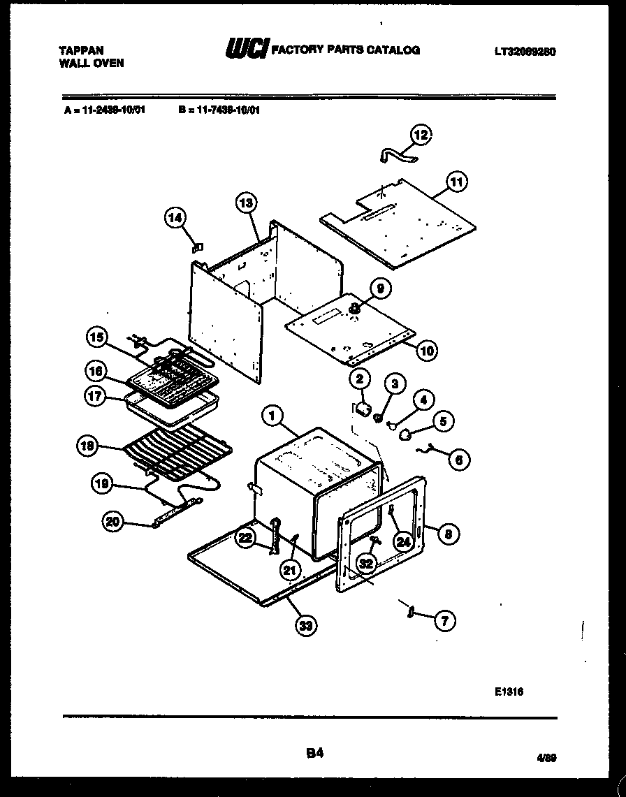 Tappan 11-7439-00-01 body parts diagram