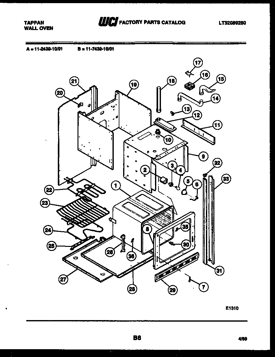 Tappan 11-7439-00-01 body parts diagram