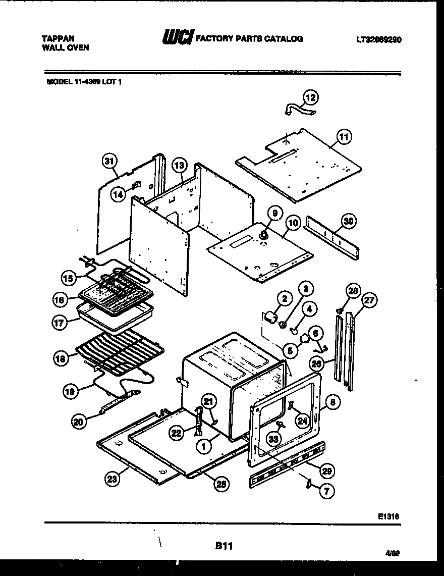 Tappan 11-4369-00-01 body parts diagram