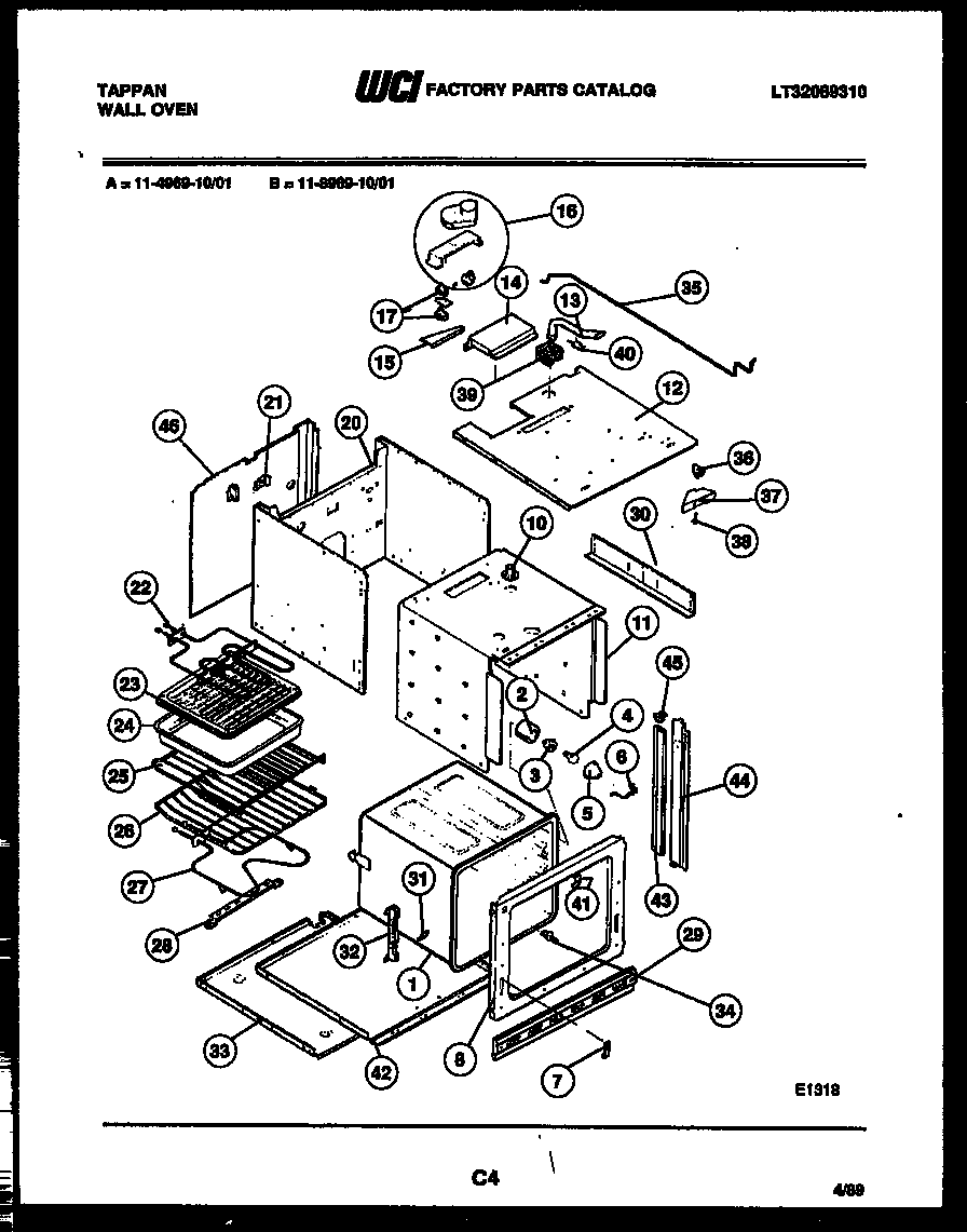 Tappan 11-8969-00-01 body parts diagram