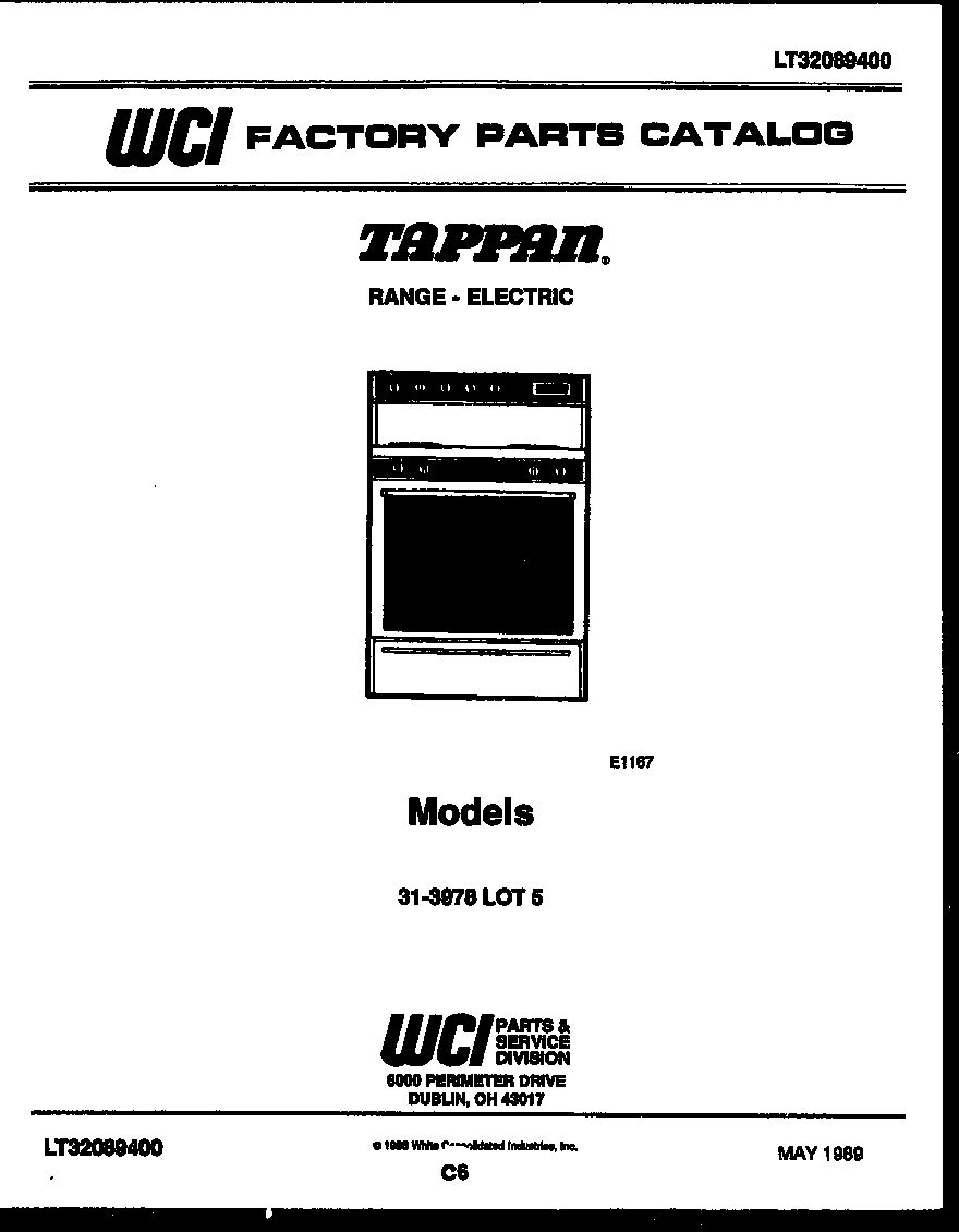Tappan 31-3978-66-05 cover page diagram