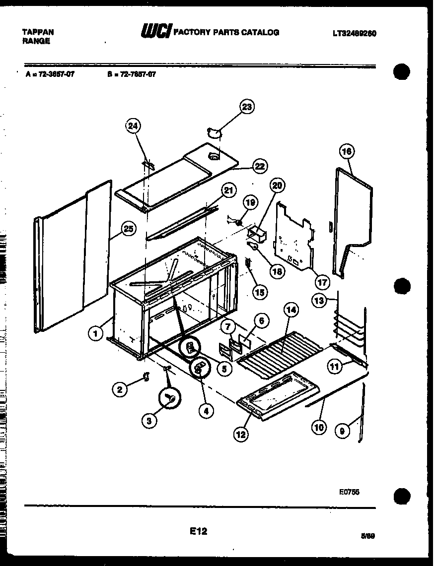 Tappan 72-7657-00-07 upper body parts diagram