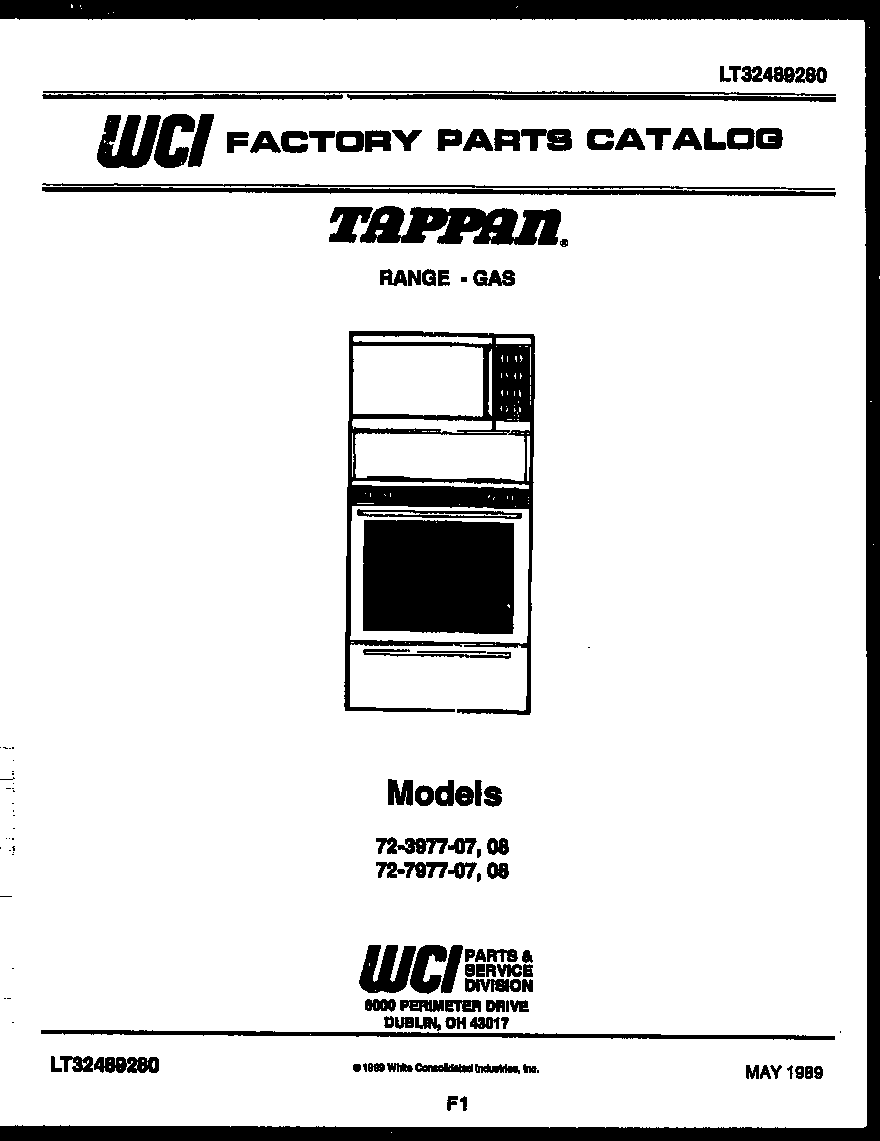 Tappan 72-3977-00-07 cover page diagram