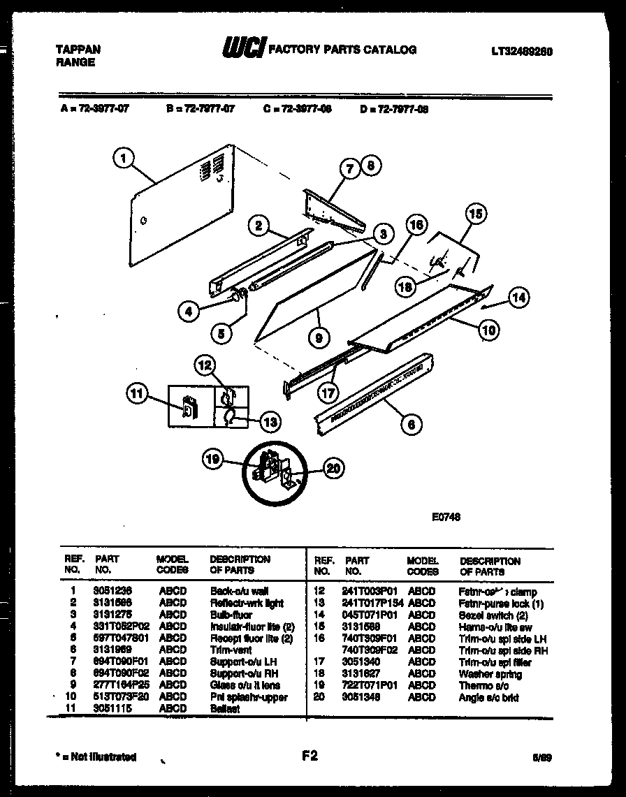 Tappan 72-3977-00-07 splasher control diagram