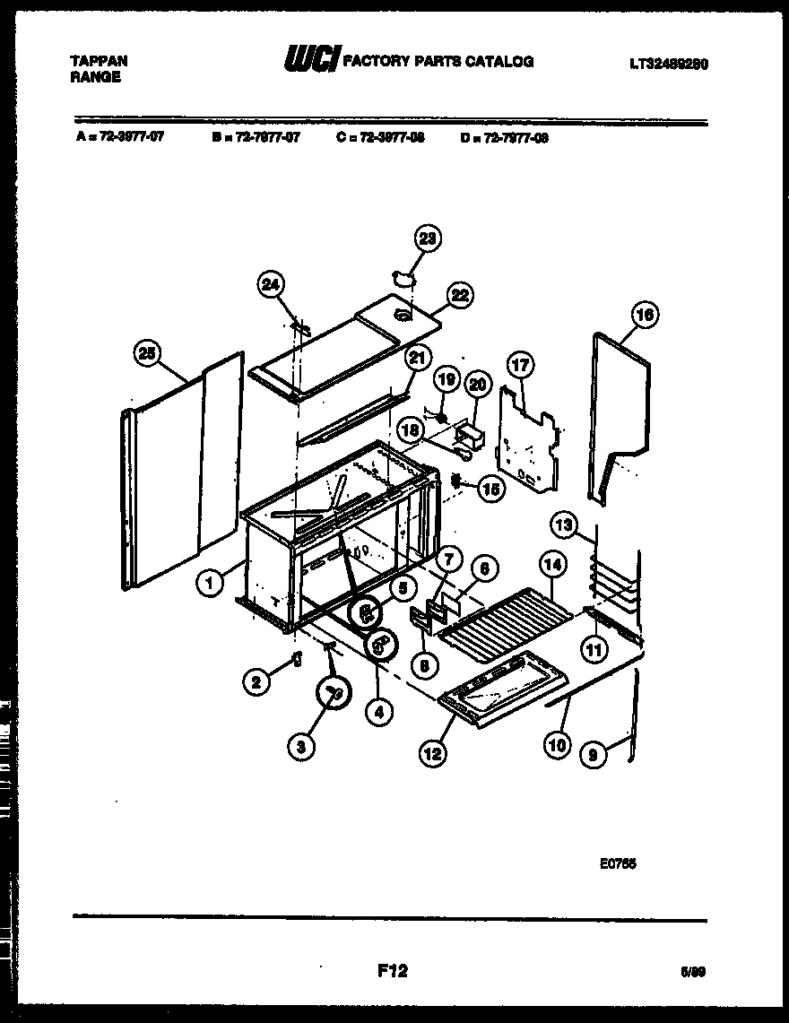 Tappan 72-3977-00-07 upper body parts diagram