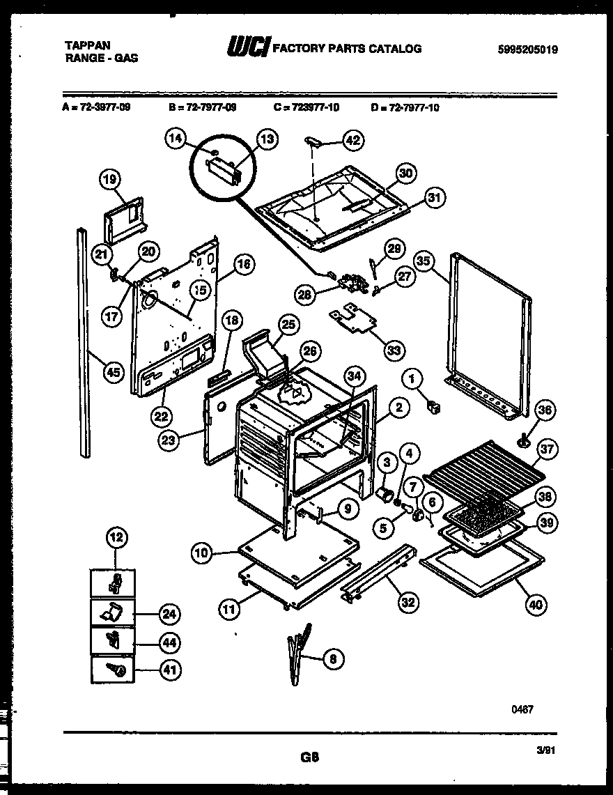 Tappan 72-3977-00-10 lower body parts diagram