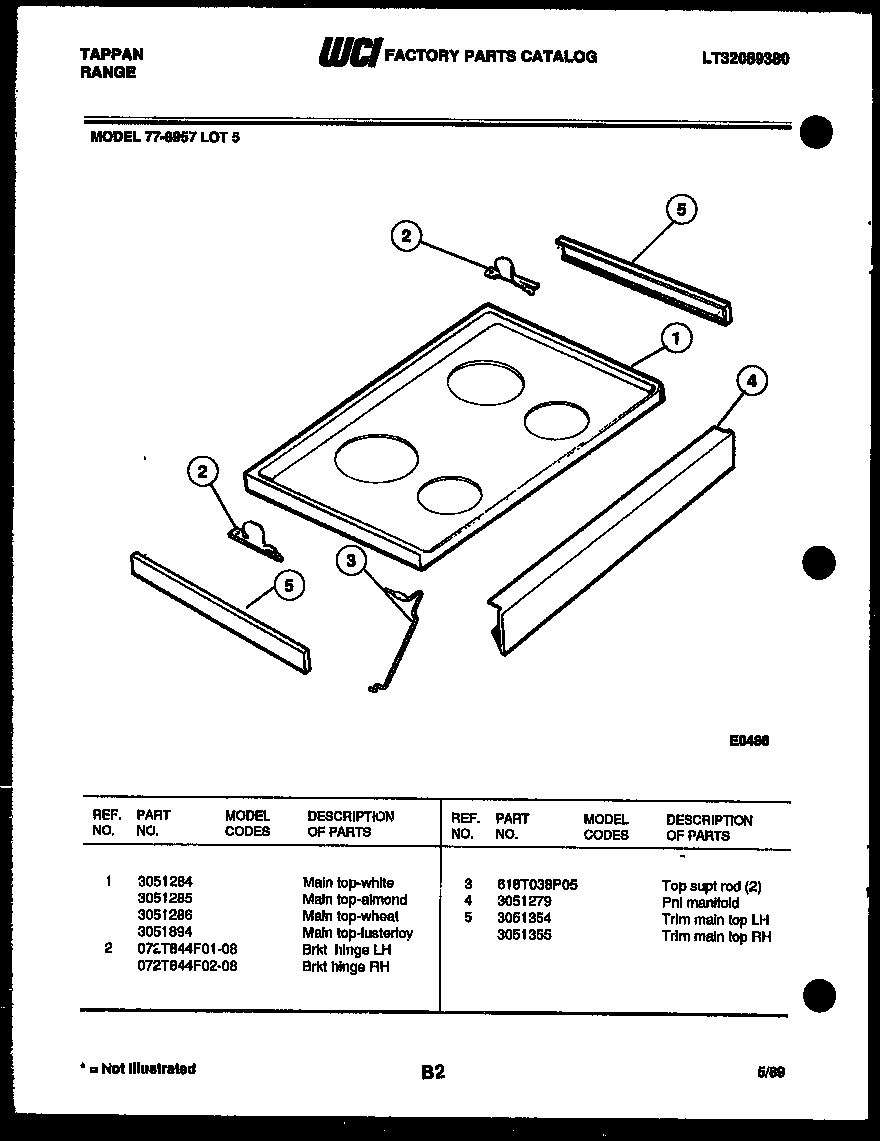 Tappan 77-8957-66-05 cooktop parts diagram