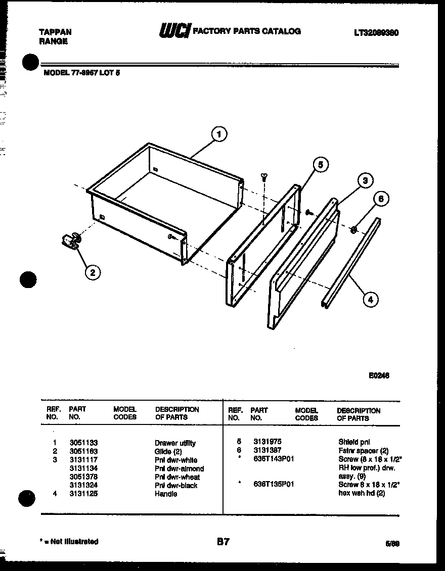 Tappan 77-8957-66-05 drawer parts diagram