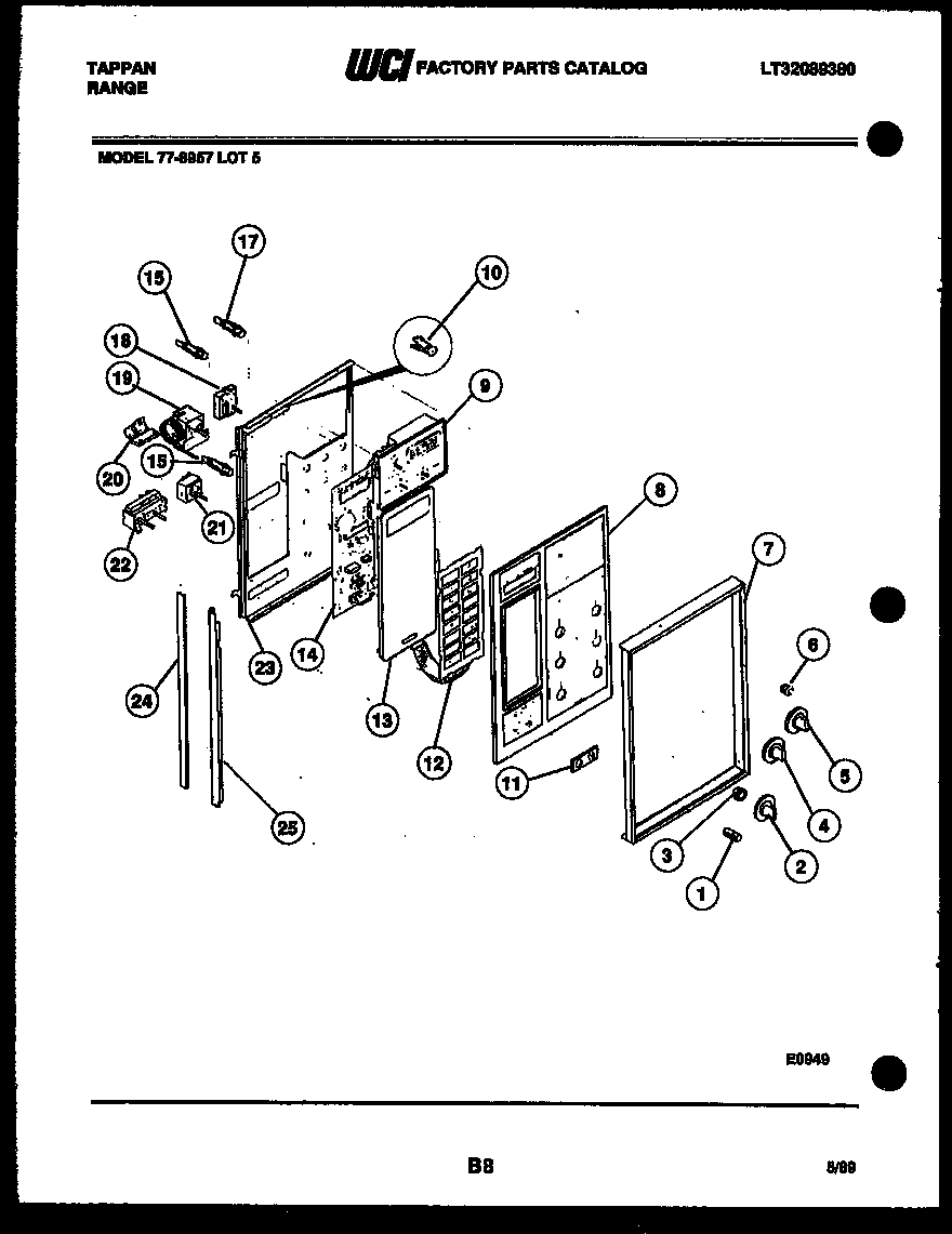 Tappan 77-8957-66-05 control panel diagram