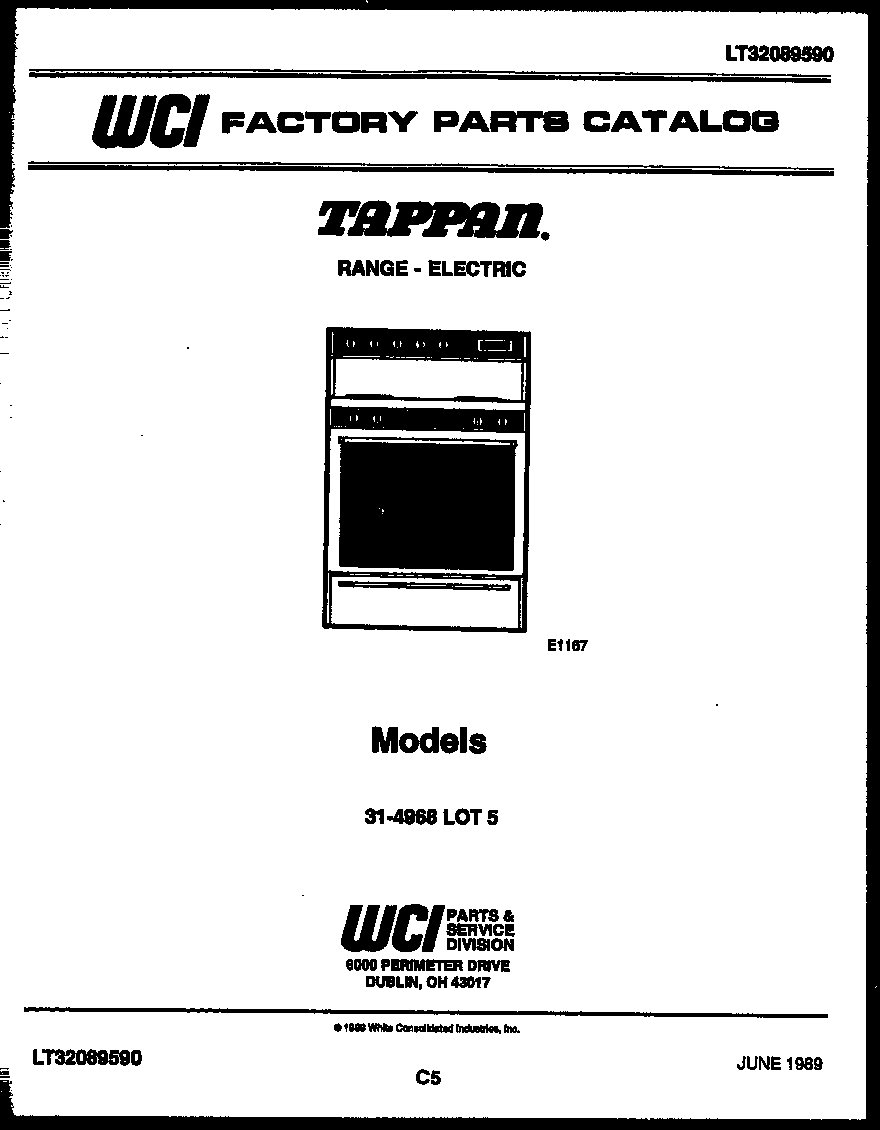 Tappan 31-4968-00-05 cover page diagram