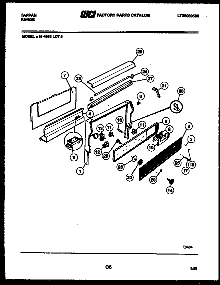 Tappan 31-4968-00-05 backguard diagram