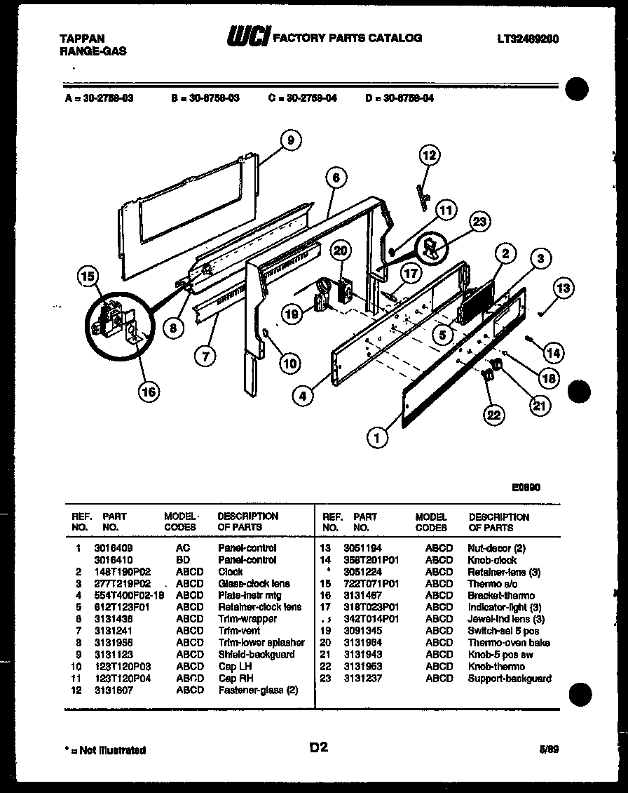 Tappan 30-6758-66-03 backguard diagram