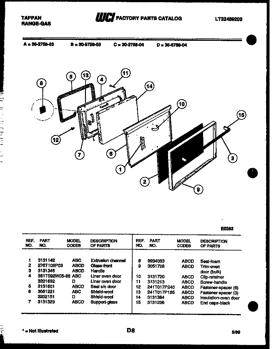 Tappan 30-6758-66-03 door parts diagram