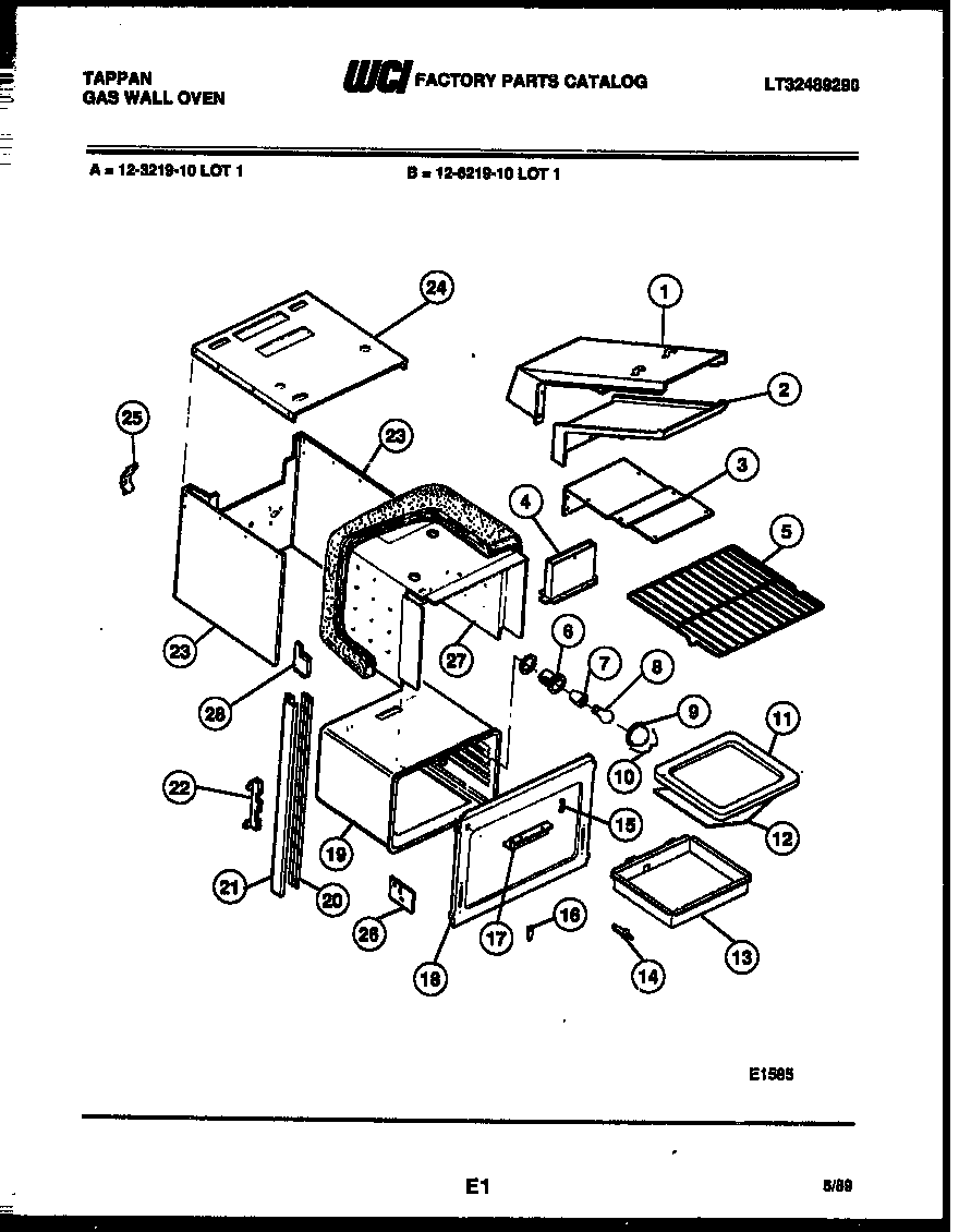 Tappan 12-3219-00-01 body parts diagram