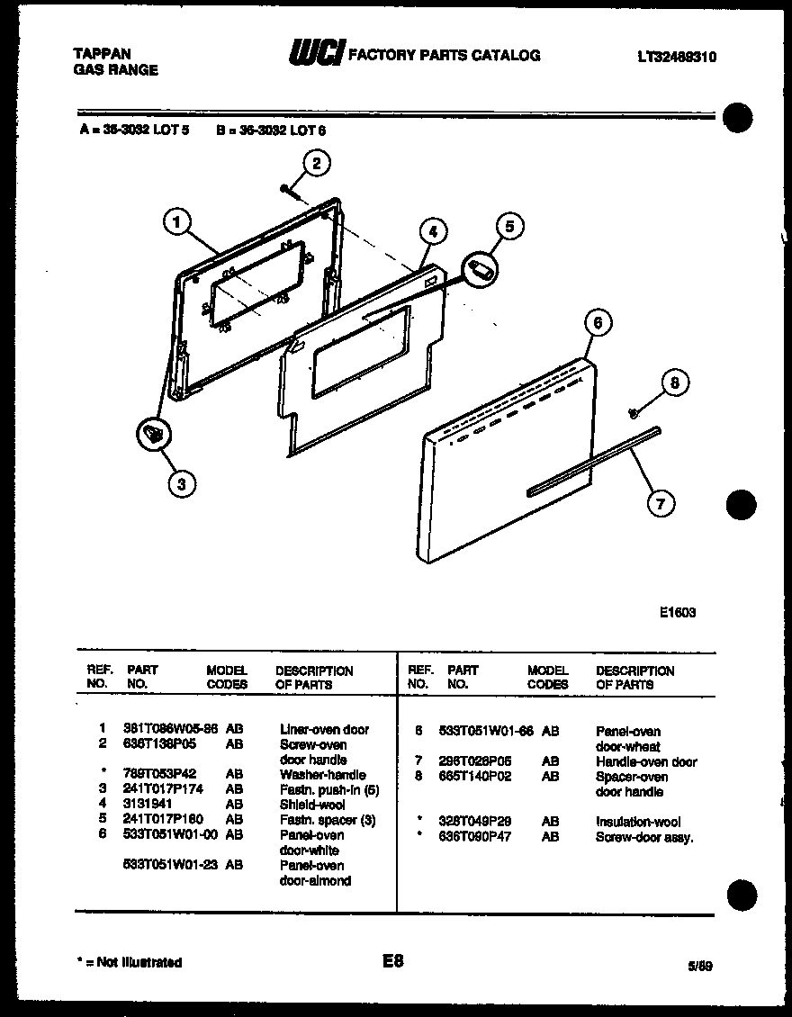 Tappan 36-3032-23-06 door parts diagram