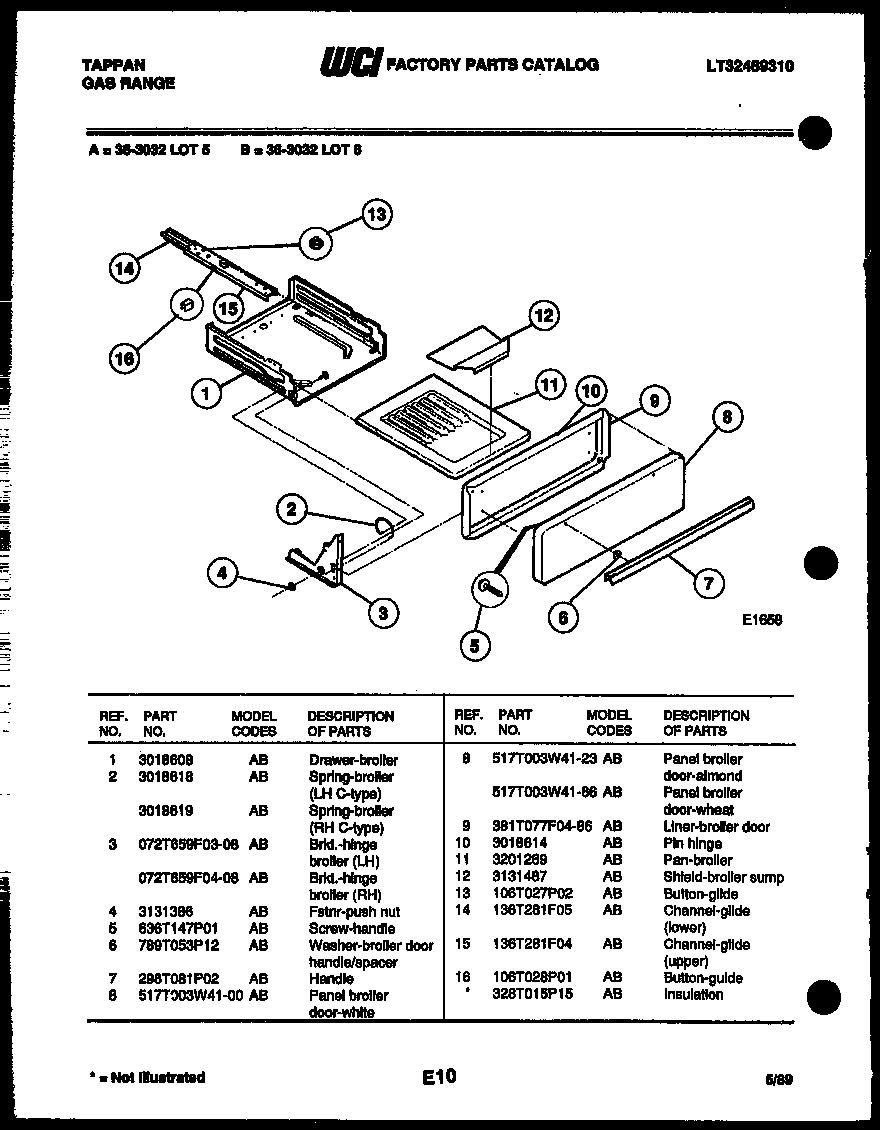 Tappan 36-3032-23-06 broiler drawer parts diagram
