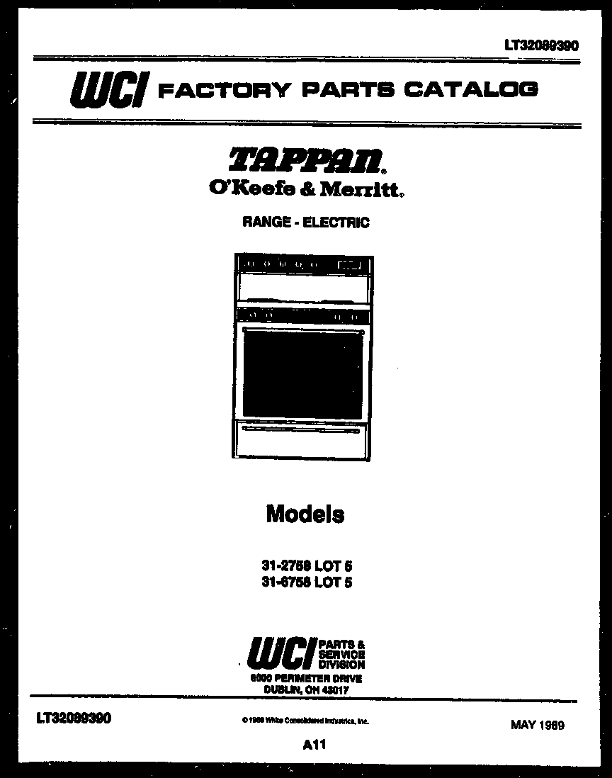 Tappan 31-6758-00-05 cover page diagram
